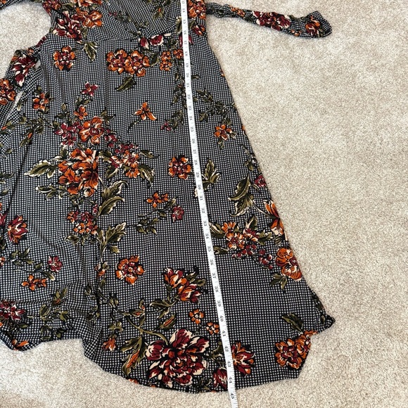 Ronni Nicole Women's Size 10 Midi V Neck Dress Houndstooth Floral Dark Academia - Picture 9 of 12